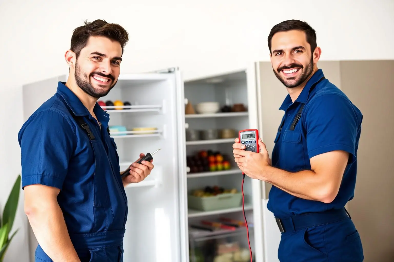 Técnico de Isali Técnicos reparando una nevera a domicilio en Bogotá